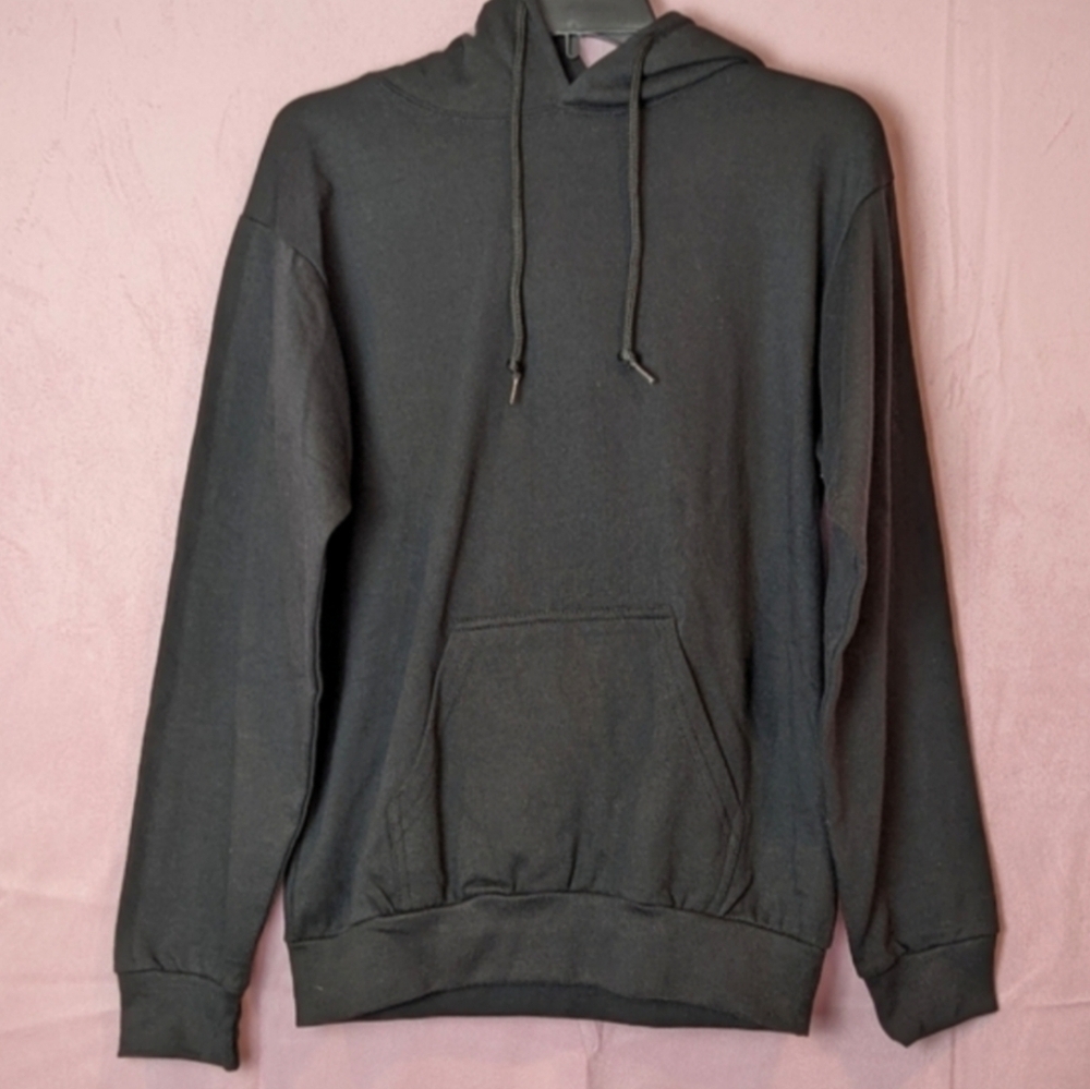 Boohoo Man Black Pullover Lounge Athleisure Hoodie in Black size Small